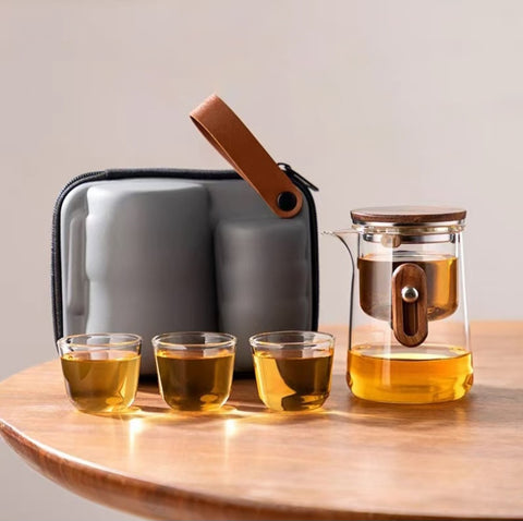 Portable Magnetic Glass Tea Set