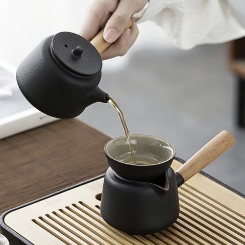 Premium Matte Porcelain Tea Set with Tea Tray - TEAMOO